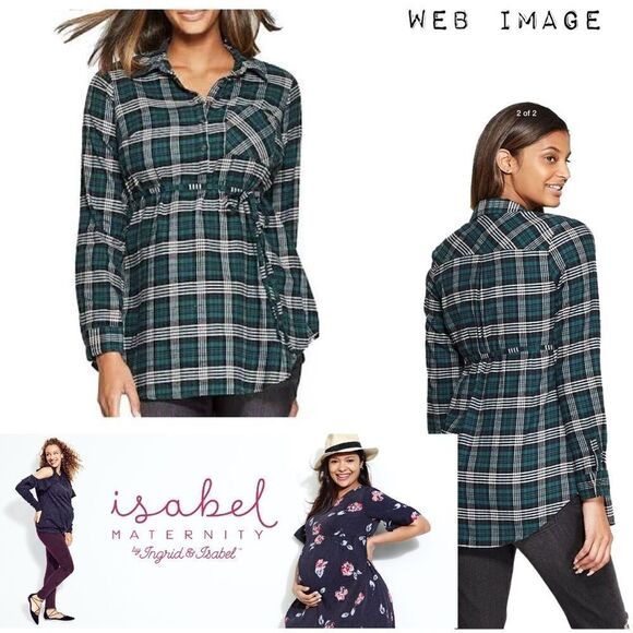 Isabel Maternity by Ingrid & Isabel Tops - Plaid Long Sleeve Popover Tunic Materni…